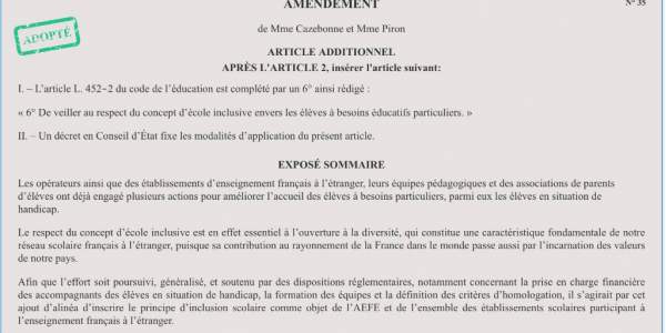 Ecole inclusive dans le réseau EFE